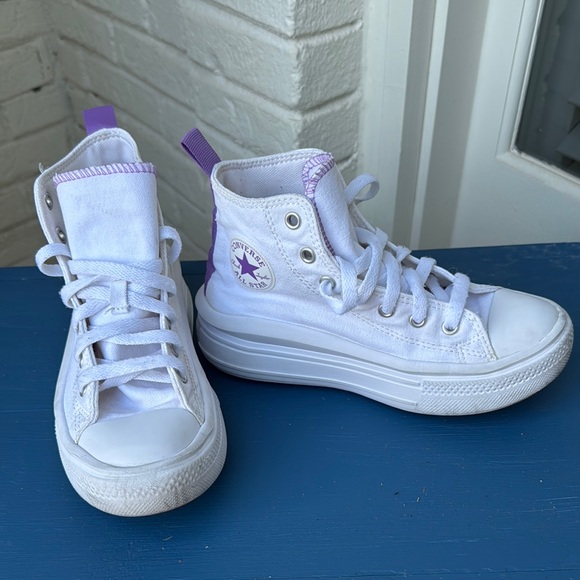 Converse Other - Converse White and Lavender High-Tops